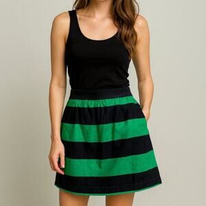 Banana Republic Chambray & Green Stripe Skirt‎